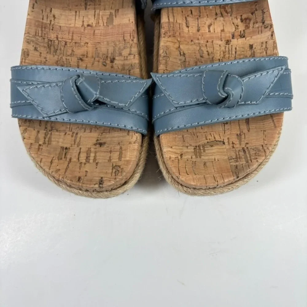 Alexandre Birman Clarita Women's 8.5 Blue Double-Knot Flatform Espadrille Sandal
